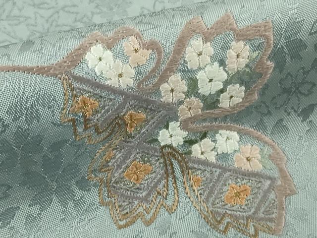 平和屋本店●極上 山口美術織物 皇室 伊勢神宮御用 西陣織 訪問着 総刺繍 横菊 秘色色地 逸品 DZAB6508kh6