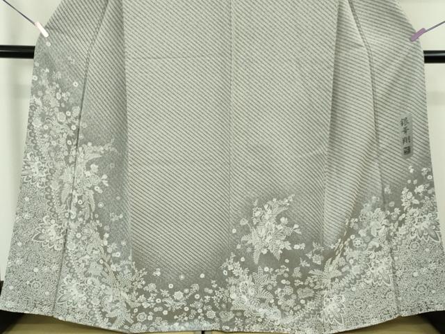 平和屋着物●極上 天目織 訪問着 お召地 作家 銀華翔 三重織 更紗花文 逸品 未使用 DZAB6512kh6
