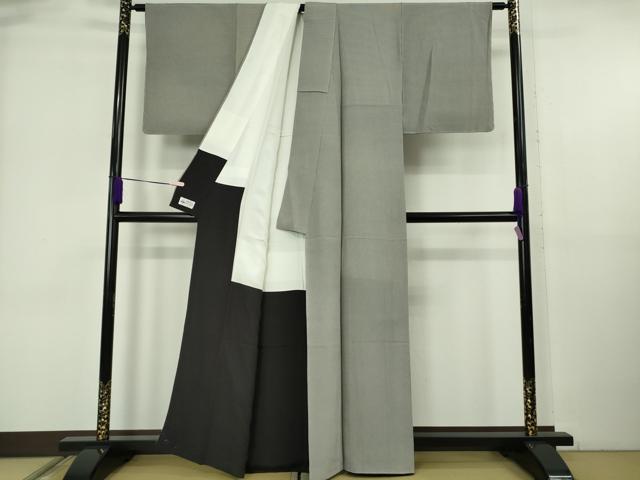 平和屋本店●極上 重要無形文化財 人間国宝伊勢型紙縞彫師 児玉博 江戸小紋 極微塵縞31本 藍鉄×利休白茶色 やまと 逸品 未使用DZAB6516kh6
