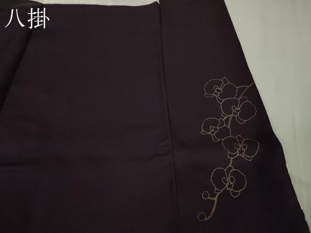 平和屋本店●極上 訪問着 総手刺繍 胡蝶蘭 深紫色地 暈し染め 金糸 逸品 DZAB6519kh6