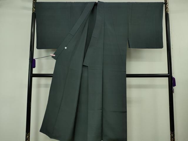 平和屋着物●極上 男性 色紋付・長襦袢(無双仕立て)セット お召地 キングサイズ 藍鉄色 逸品 DZAB6527kh6
