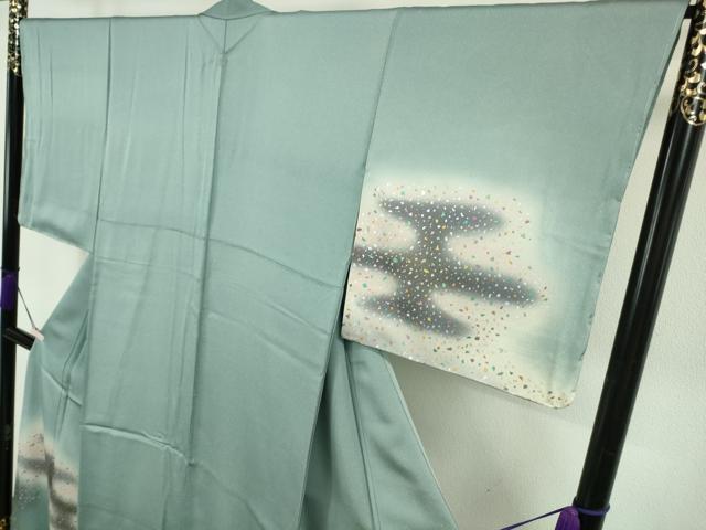 平和屋着物●極上 国際的伝統工芸作家 十二代・藤林徳扇 苑寿 訪問着 エ霞 箔散らし 暈し染め 金銀彩 銀通し地 逸品 未使用 DZAB6530kh6