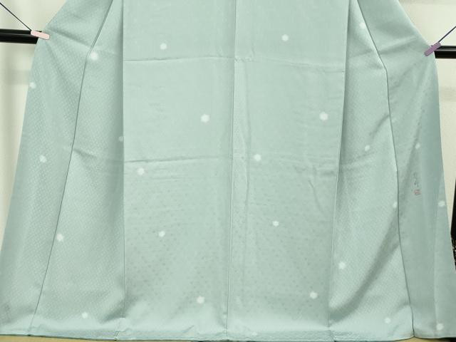 平和屋着物●極上 染師 久保伊智郎 小紋 鹿の子丸文 暈し染め 水色地 反端付き 逸品 未使用 DZAB6531kh6