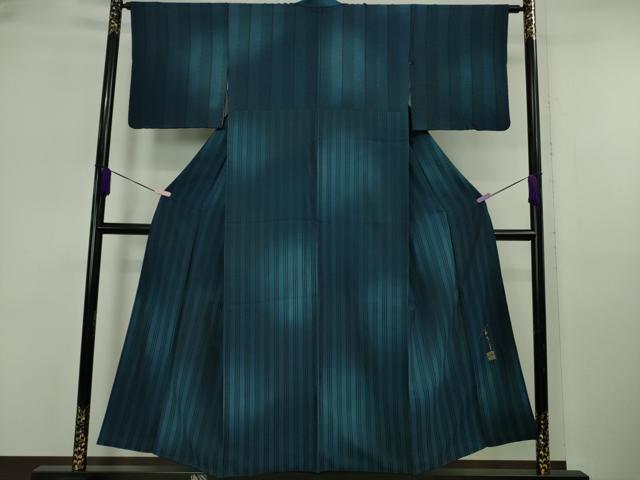 平和屋本店●極上 キモノデザイナー 斉藤上太郎 小紋 縞 暈し染め 逸品 DZAB6538kh6