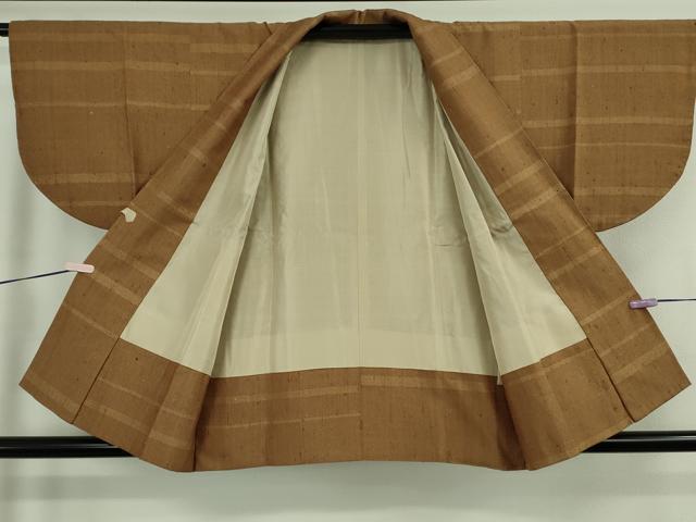 平和屋着物∞極上 伊兵衛織 工芸手織 道中着 横段文 逸品 DZAB6541kh6