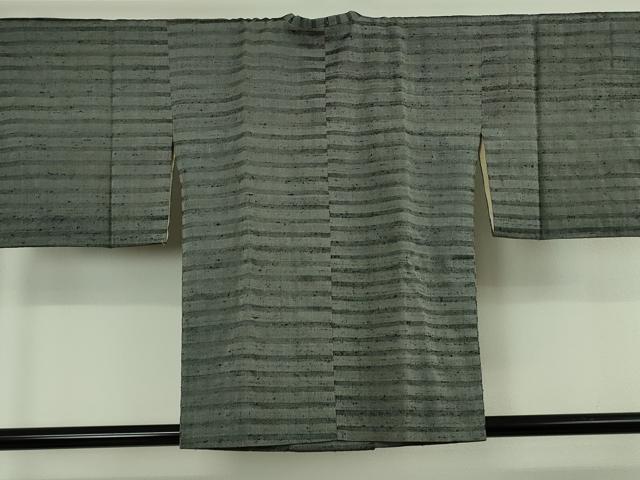平和屋着物∞極上 伊兵衛織 工芸手織 道行コート 横縞 逸品 DZAB6542kh6