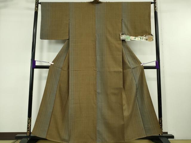 平和屋本店●極上 本場結城紬 重要無形文化財 奥順謹製 間道 証紙付き 逸品 DZAB6545kh6