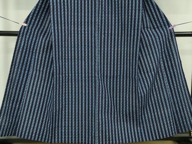 平和屋本店▽極上 男性 久留米絣 単衣 綿 縞 逸品 DZAB6547kh6