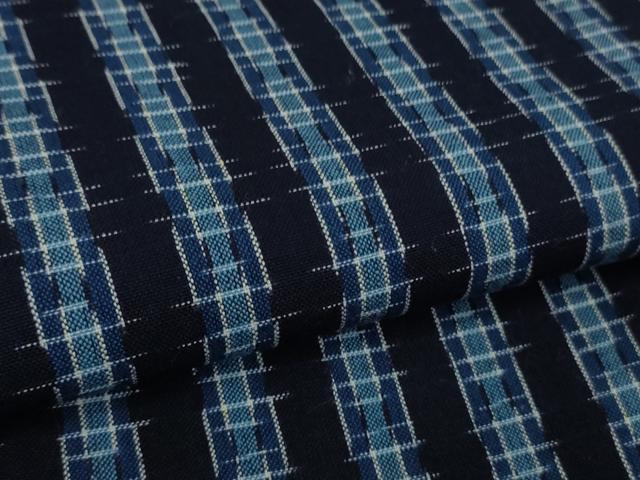 平和屋本店▽極上 男性 久留米絣 単衣 綿 縞 逸品 DZAB6547kh6