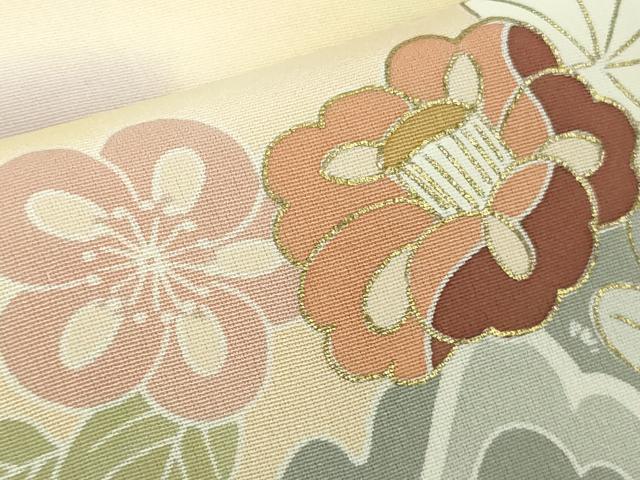 平和屋本店●極上 創業460年・千總 訪問着 駒刺繍 吉祥花文 蜂蜜色地 暈し染め 金彩 松坂屋扱い 反端付き 逸品 未使用 DZAB6551kh6