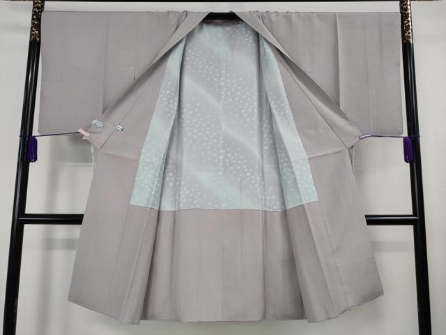 平和屋着物∞極上 道中着 ロング丈 お召地 色無地 桜鼠色地 逸品 DZAB6568kh6