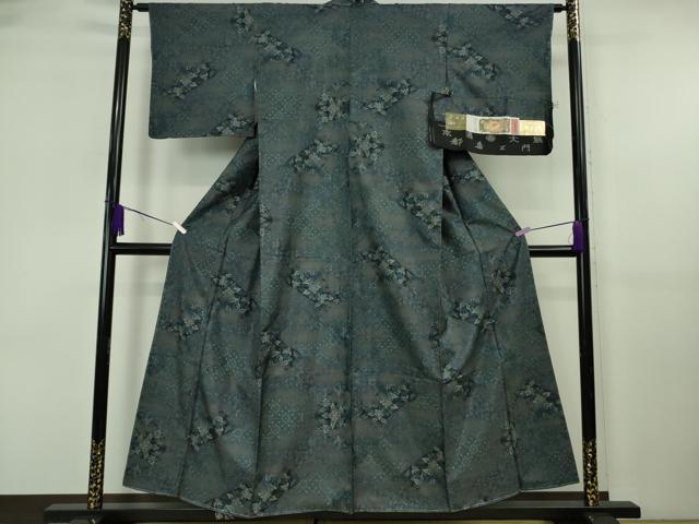 平和屋着物●極上 都喜ヱ門 本場大島紬 9マルキ 泥染 草花文 藤絹織物謹製 証紙付き 逸品 未使用 DZAB6576kh6