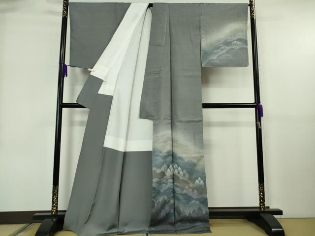 平和屋本店●極上 石川県指定無形文化財 牛首紬 白山工房 手織り 訪問着 樹林文 証紙付き 逸品 未使用 DZAB6583kh6