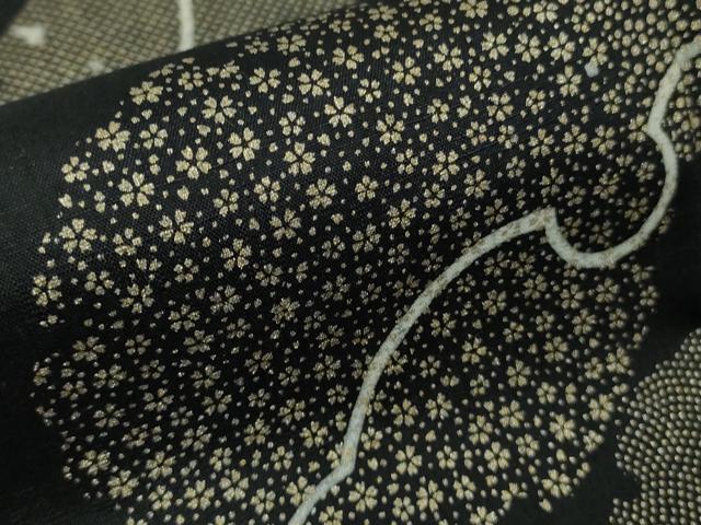 平和屋着物●極上 結城紬 訪問着 雪輪重ね 暈し染め 黒地 金彩 逸品 DZAB6586kh6