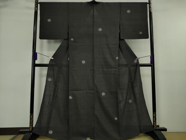 平和屋本店*極上 夏物 染織の名門 しょうざん 生紬 雪輪鹿の子文 蝉色地 逸品 DZAB6589kh6