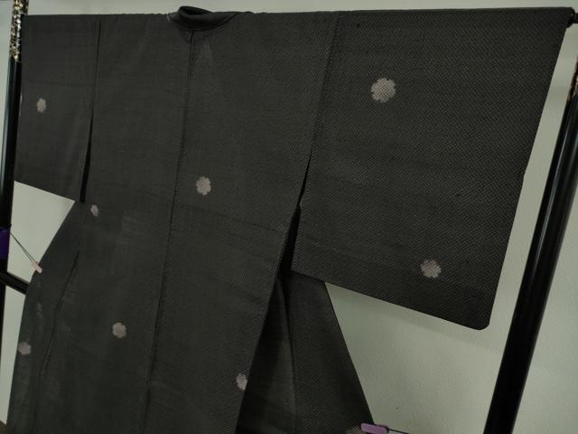 平和屋本店*極上 夏物 染織の名門 しょうざん 生紬 雪輪鹿の子文 蝉色地 逸品 DZAB6589kh6