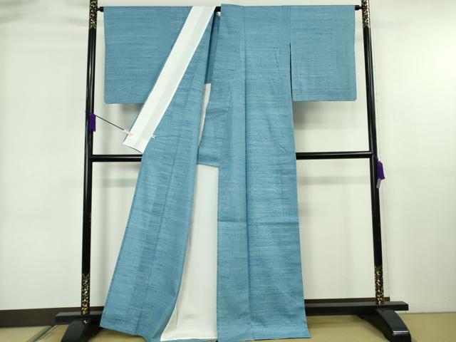 平和屋本店▽極上 本能州紬 絲藝苑 上島洋山 単衣 勿忘草色地 証紙付き 逸品 DZAB6590kh6