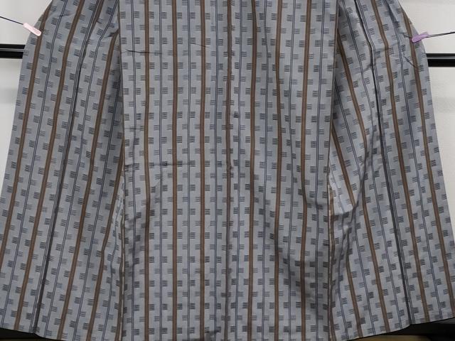 平和屋本店●極上 花織 紬 灰青色地 逸品 DZAB6592kh6