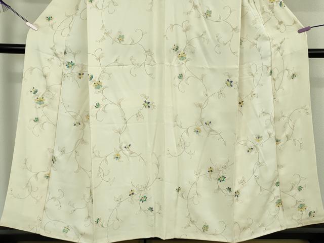 平和屋着物●極上 小紋 更紗花唐草文 鳥の子色地 金彩 逸品 DZAB6595kh6