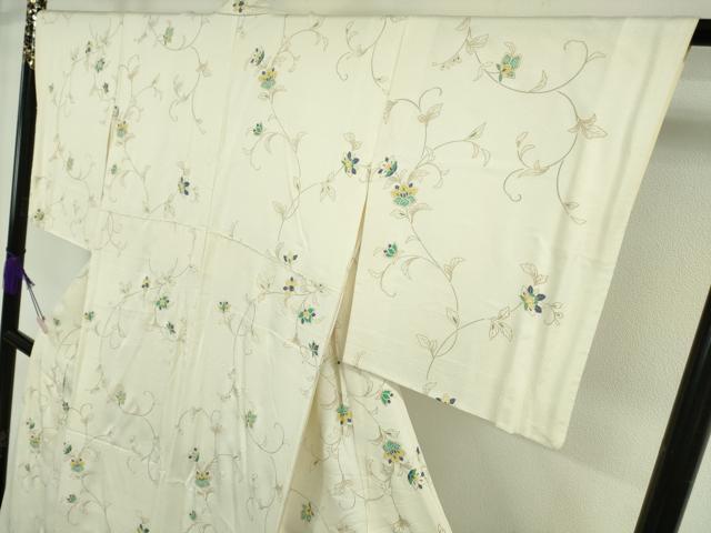 平和屋着物●極上 小紋 更紗花唐草文 鳥の子色地 金彩 逸品 DZAB6595kh6
