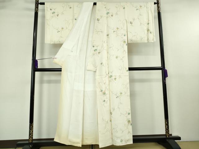 平和屋着物●極上 小紋 更紗花唐草文 鳥の子色地 金彩 逸品 DZAB6595kh6