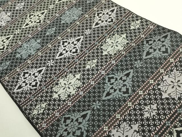 平和屋着物●極上 1897年創業 名門岡野 本場筑前博多織 千年工房 八寸名古屋帯 彩紘錦 花格子 博多金ラベル 証紙付き 逸品 DZAB6603kh6