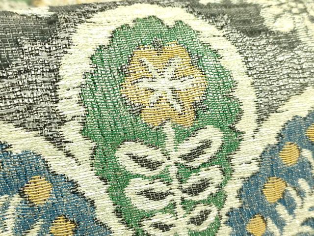 平和屋本店●極上 洛風林 工芸帯地 六通柄袋帯 唐織 草花文 金銀糸 逸品 DZAB6626kh6