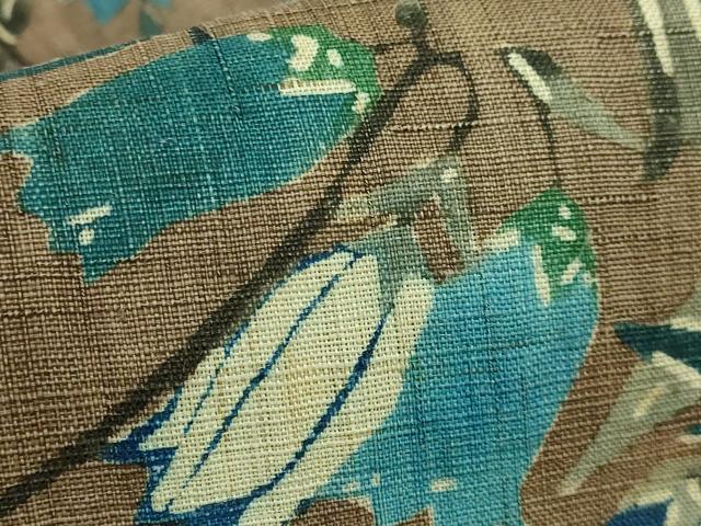 平和屋本店*希少 夏物 国画会重鎮 型絵染作家 添田敏子 型絵染 九寸名古屋帯 花 麻 逸品 DZAB6644kh6