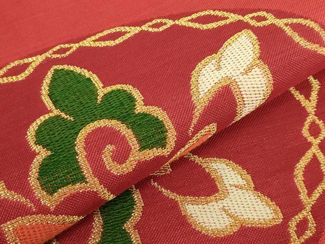 平和屋着物●極上 洛風林 工芸帯地 九寸名古屋帯 花菱文 金糸 逸品 DZAB6650kh6