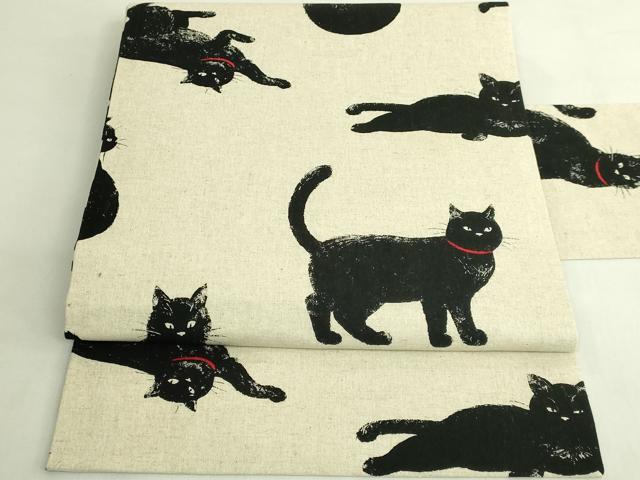 平和屋着物●極上 九寸名古屋帯 紬地 黒猫 逸品 DZAB6661kh6