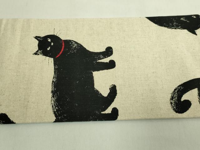平和屋着物●極上 九寸名古屋帯 紬地 黒猫 逸品 DZAB6661kh6