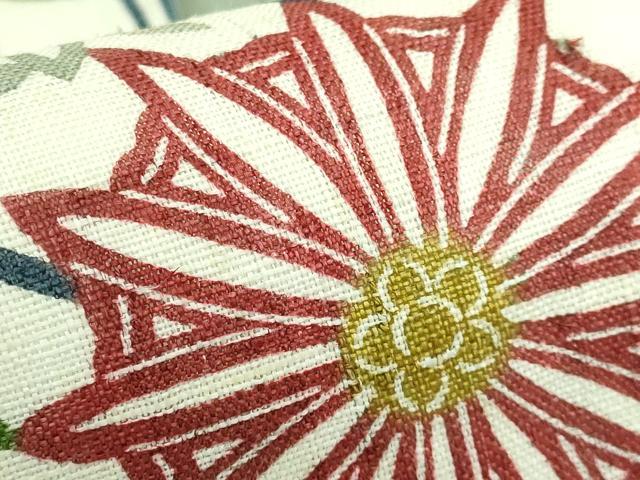 平和屋本店*極上 夏物 和染紅型 栗山紅型 栗山吉三郎 九寸名古屋帯 花唐草 麻 逸品 DZAB6690kh6