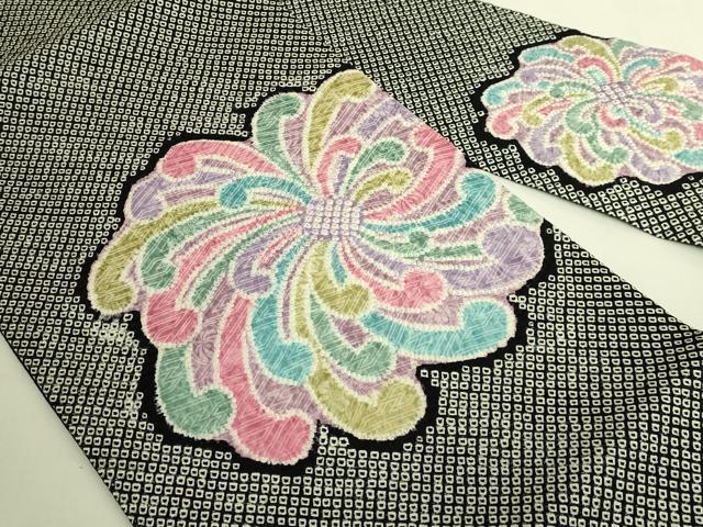平和屋着物●極上 名門 藤娘きぬたや・総絞り 九寸名古屋帯 乱菊 黒地 逸品 DZAB6695kh6