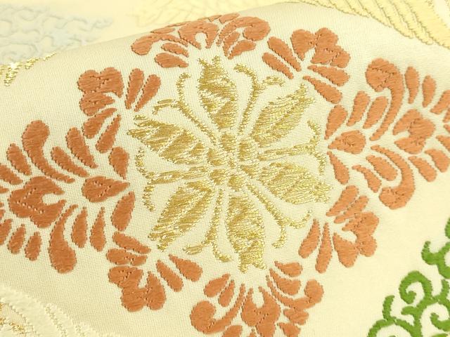 平和屋本店●極上 皇室・伊勢神宮御用 御御帯 山口美術織物 山口弘躬 太鼓柄袋帯 唐織 菱取御印文 金銀糸 逸品 DZAB6700kh6