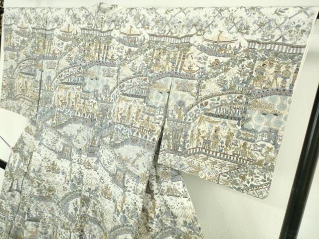 平和屋本店●極上 中国三大刺繍 スワトウ刺繍 汕頭刺繍 総刺繍 訪問着 エジプト壁画文様 金糸 反端付き 逸品 DZAB6701kh6