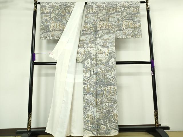 平和屋本店●極上 中国三大刺繍 スワトウ刺繍 汕頭刺繍 総刺繍 訪問着 エジプト壁画文様 金糸 反端付き 逸品 DZAB6701kh6