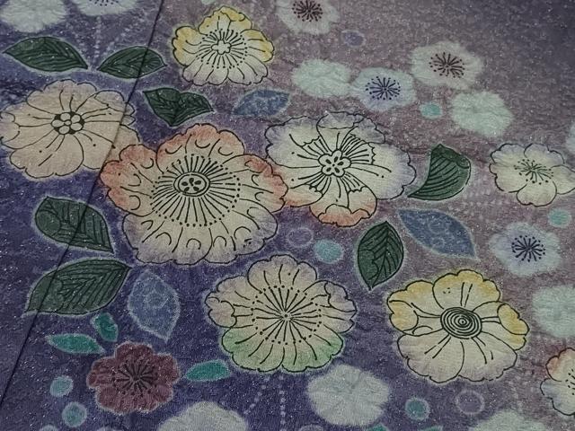 平和屋着物●極上 伝統工芸士 寺谷昇 訪問着 辻が花 暈し染め 金通し地 深紫色地 逸品 DZAB6709kh6