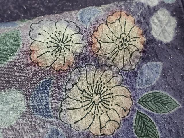 平和屋着物●極上 伝統工芸士 寺谷昇 訪問着 辻が花 暈し染め 金通し地 深紫色地 逸品 DZAB6709kh6