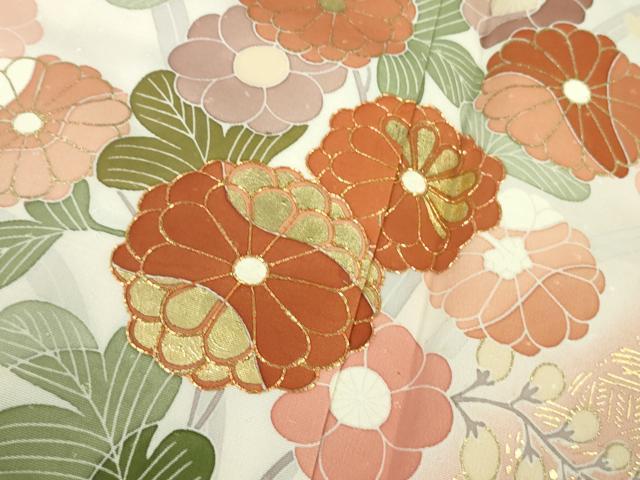 平和屋本店●極上 創業460年・千總 訪問着 駒刺繍 草花文 暈し染め 一斤染色地 金彩 逸品 DZAB6714kh6