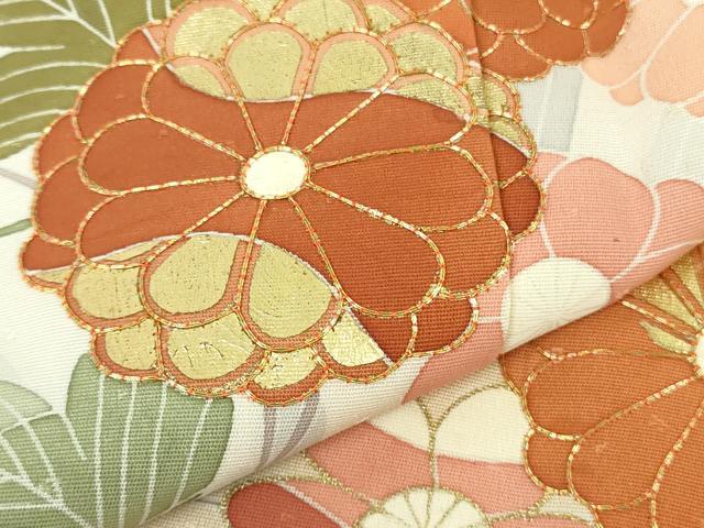 平和屋本店●極上 創業460年・千總 訪問着 駒刺繍 草花文 暈し染め 一斤染色地 金彩 逸品 DZAB6714kh6