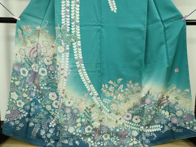平和屋着物●極上 吉乃一廉 幻の辻が花 訪問着 暈し染め 浅葱色地 銀通し地 逸品 未使用 DZAB6715kh6