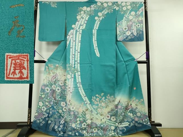 平和屋着物●極上 吉乃一廉 幻の辻が花 訪問着 暈し染め 浅葱色地 銀通し地 逸品 未使用 DZAB6715kh6