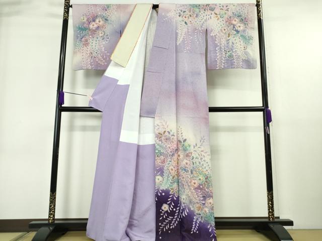 平和屋本店●極上 訪問着 辻が花 暈し染め 銀通し地 逸品 DZAB6717kh6