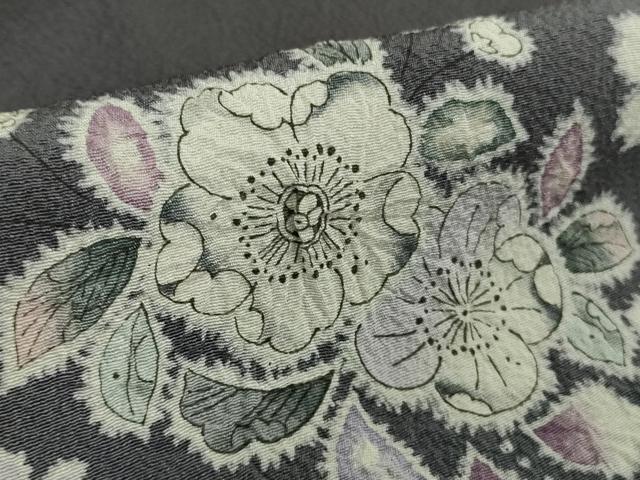 平和屋着物●極上 訪問着 作家物 辻が花 暈し染め 黒地 鬼しぼ縮緬 ロング丈 逸品 未使用 DZAB6718kh6