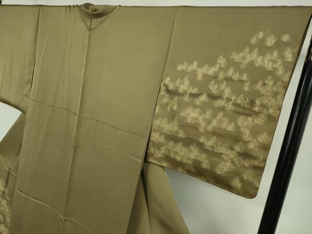 平和屋本店●極上 金彩友禅 卓越技能者・名工・和田光正 若松葉 濃い油色地 金彩 金通し地 逸品 DZAB6719kh6