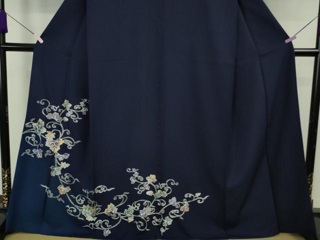 平和屋着物●極上 訪問着 葡萄唐草文 鉄紺色地 金銀彩 逸品 DZAB6720kh6