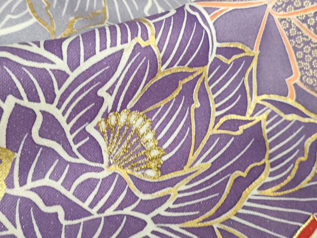 平和屋本店●極上 創業460年・千總 振袖 駒刺繍 舞花文 金彩 銀通し地 高島屋扱い 逸品 DZAB6726kh6