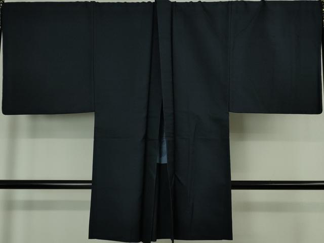 平和屋本店∞極上 男性 長羽織 キングサイズ お召地 濃藍色 羽裏・東海道五十三次 逸品 DZAB6731kh6