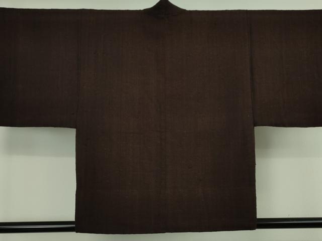 平和屋本店∞極上 浦野理一 経節紬 羽織 黒壇色地 羽織紐付き 逸品 DZAB6734kh6