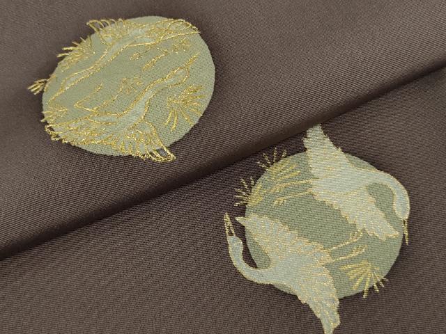 平和屋本店●極上 ジャパンオートクチュール 渡辺雪三郎 訪問着 刺繍 飛鶴丸文 濃い紫鼠色地 金糸 逸品 未使用 DZAB6740kh6